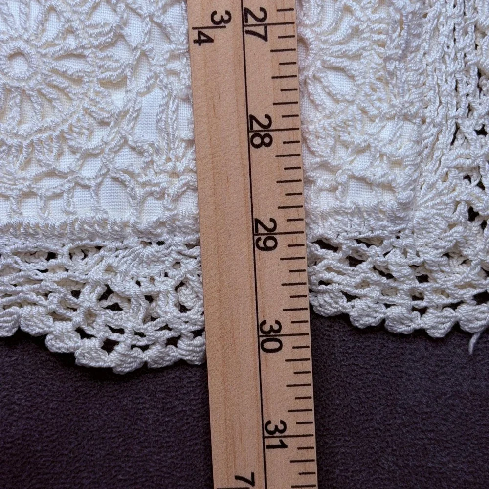 Vintage Crocheted Cotton Pillow Sham Set Ivory Cottage Boho Victorian‎ New 20x30